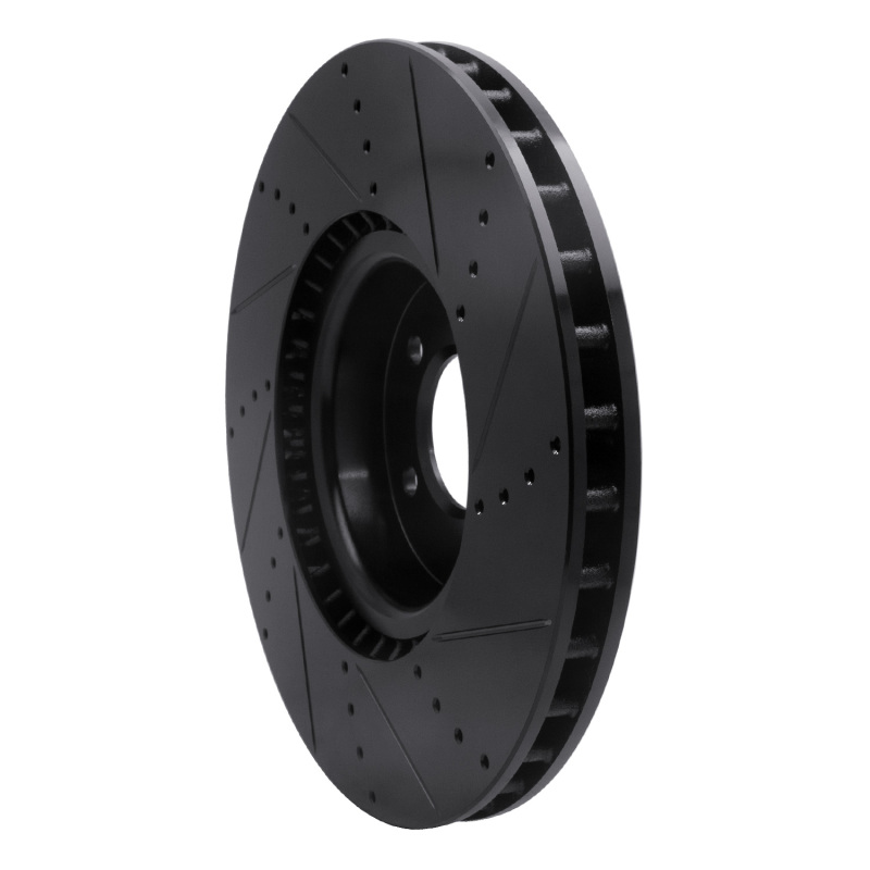 Land Rover Range Rover Brake Rotor (1) - Front Left - R1 Concepts - Drilled & Slotted - Black - `10-`17